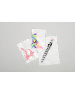 5 x 7 x 3 mil,  Nonprinted, Comb. (DSWS):  Front - White Opaque LLDPE (Grade 2), Back - Clear LLDPE (Grade 2) (1) Vertical Perforation, 1/2 in. from side, 1500 Bags/Roll, 8 Rolls/Carton Bag Type: Pre-opened Bags on Rolls
